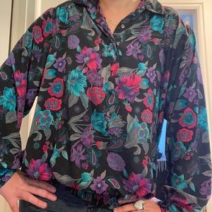 Silky Floral Sweater Blouse VINTAGE